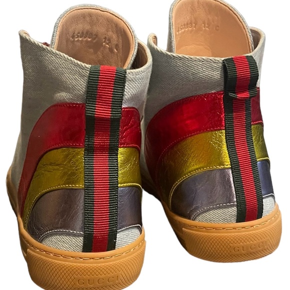 Gucci Men’s Blue Denim Rainbow sneakers size 12 - Picture 4 of 7